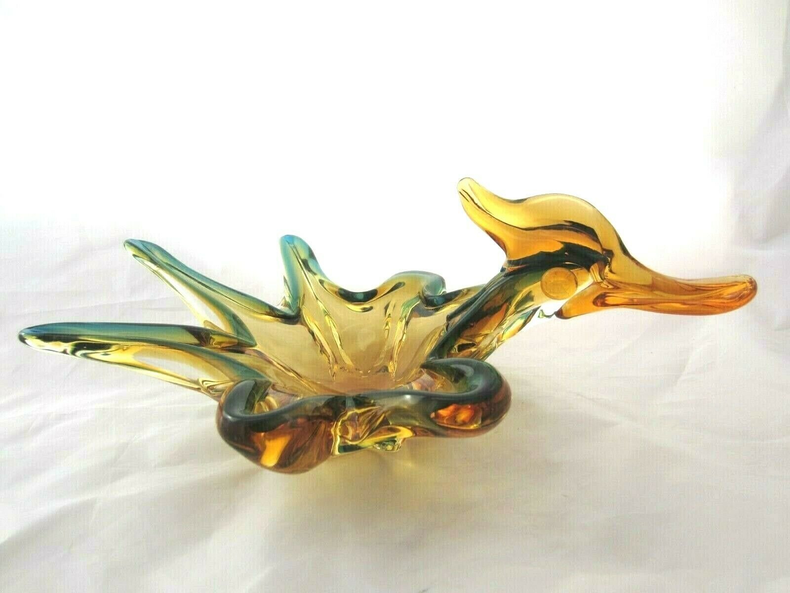 Vintage Archimede Seguso Art Glass Dish Duck Bowl In Flight Murano Italy 1950s Wilburs Art Glass Shop